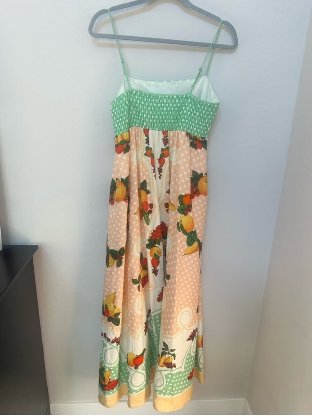 Caroline Constas Linen Blend Colorful Fruit-Print Maxi Dress w/ Pockets | New - Picture 3 of 10